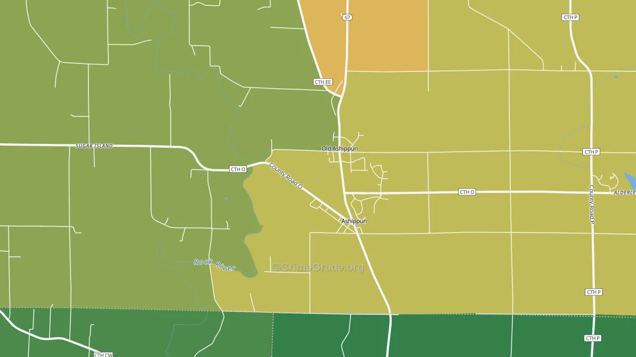 Ashippun, WI Map of Assault Rates