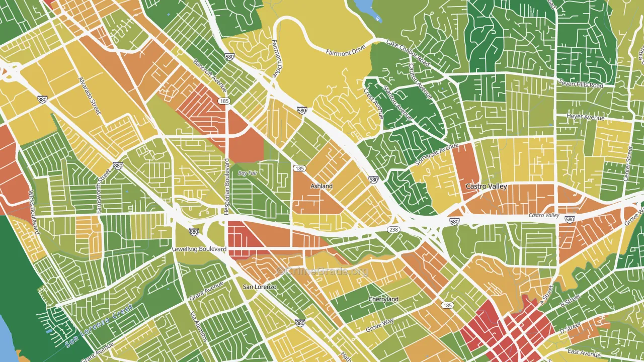 Ashland, CA Map of Assault Rates