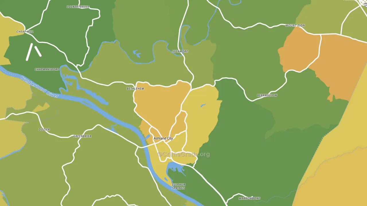 Ashland City, TN Map of Assault Rates
