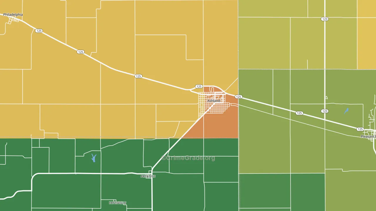 Ashland, IL Map of Assault Rates