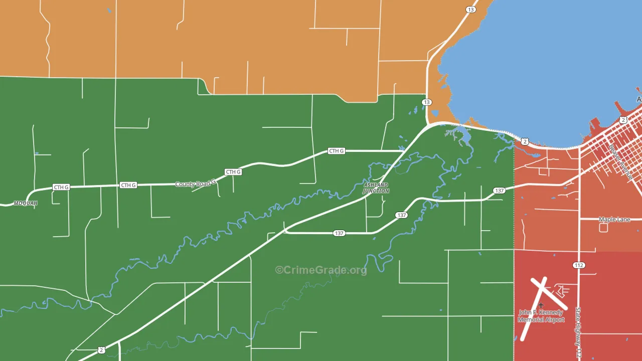Ashland Junction, WI Map of Assault Rates
