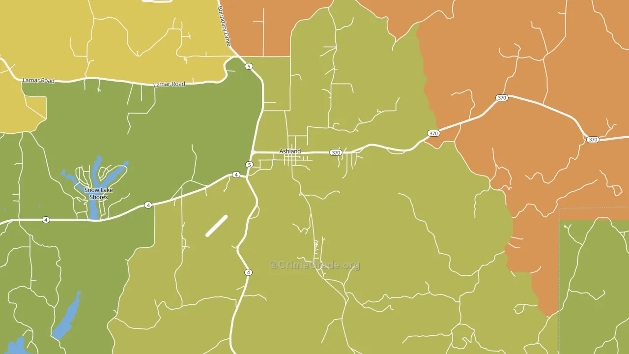 Ashland, MS Map of Assault Rates