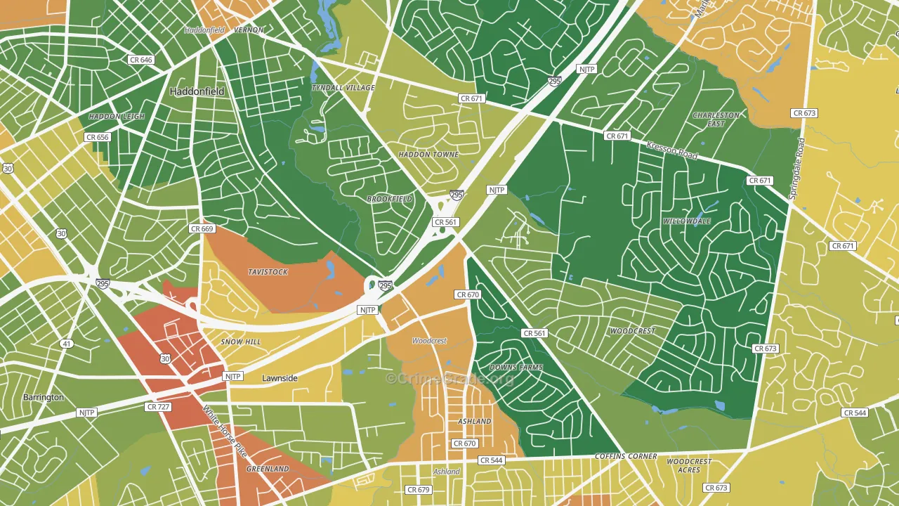 Ashland, NJ Map of Assault Rates
