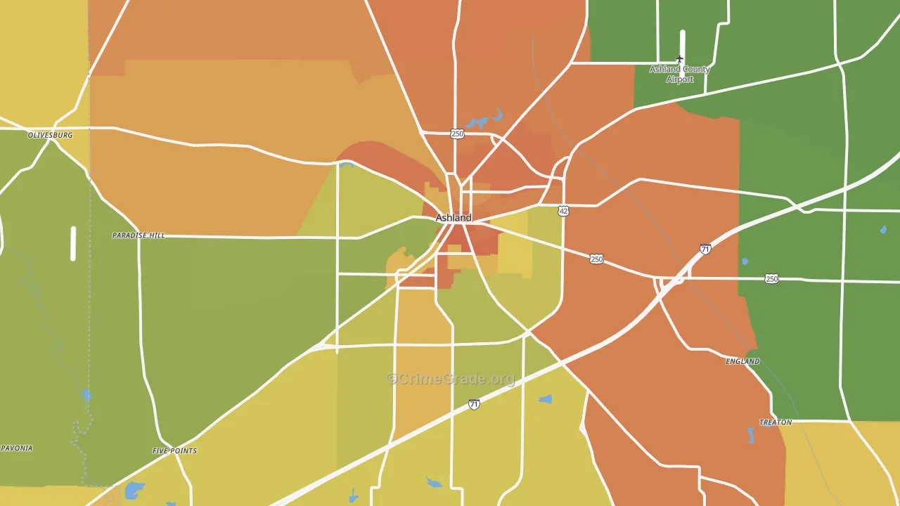 Ashland, OH Map of Assault Rates