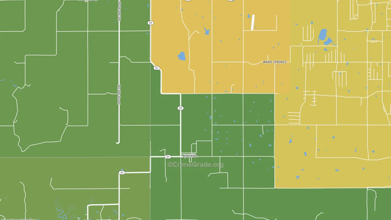 Ashland, OK Map of Assault Rates