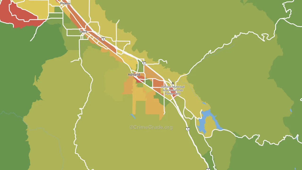 Ashland, OR Map of Assault Rates
