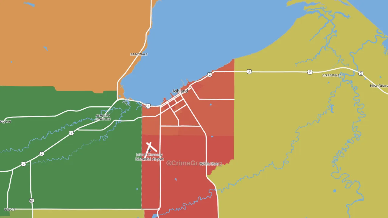Ashland, WI Map of Assault Rates