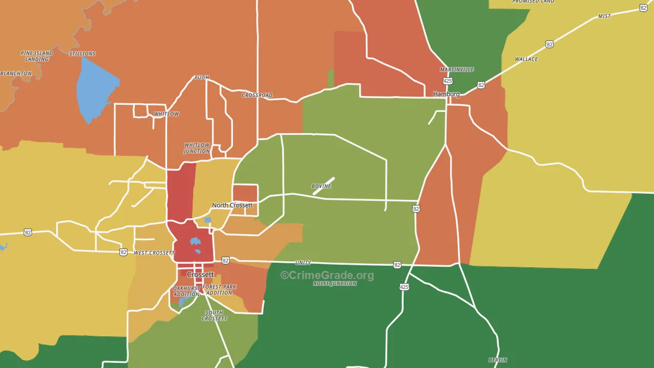 Ashley County, AR Map of Assault Rates