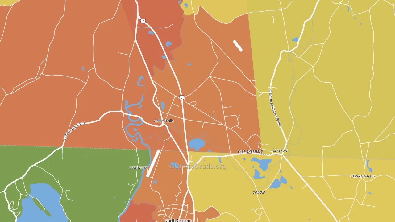 Ashley Falls, MA Map of Assault Rates
