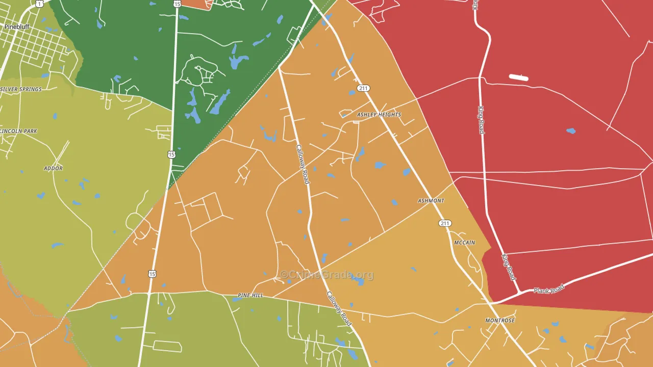 Ashley Heights, NC Map of Assault Rates
