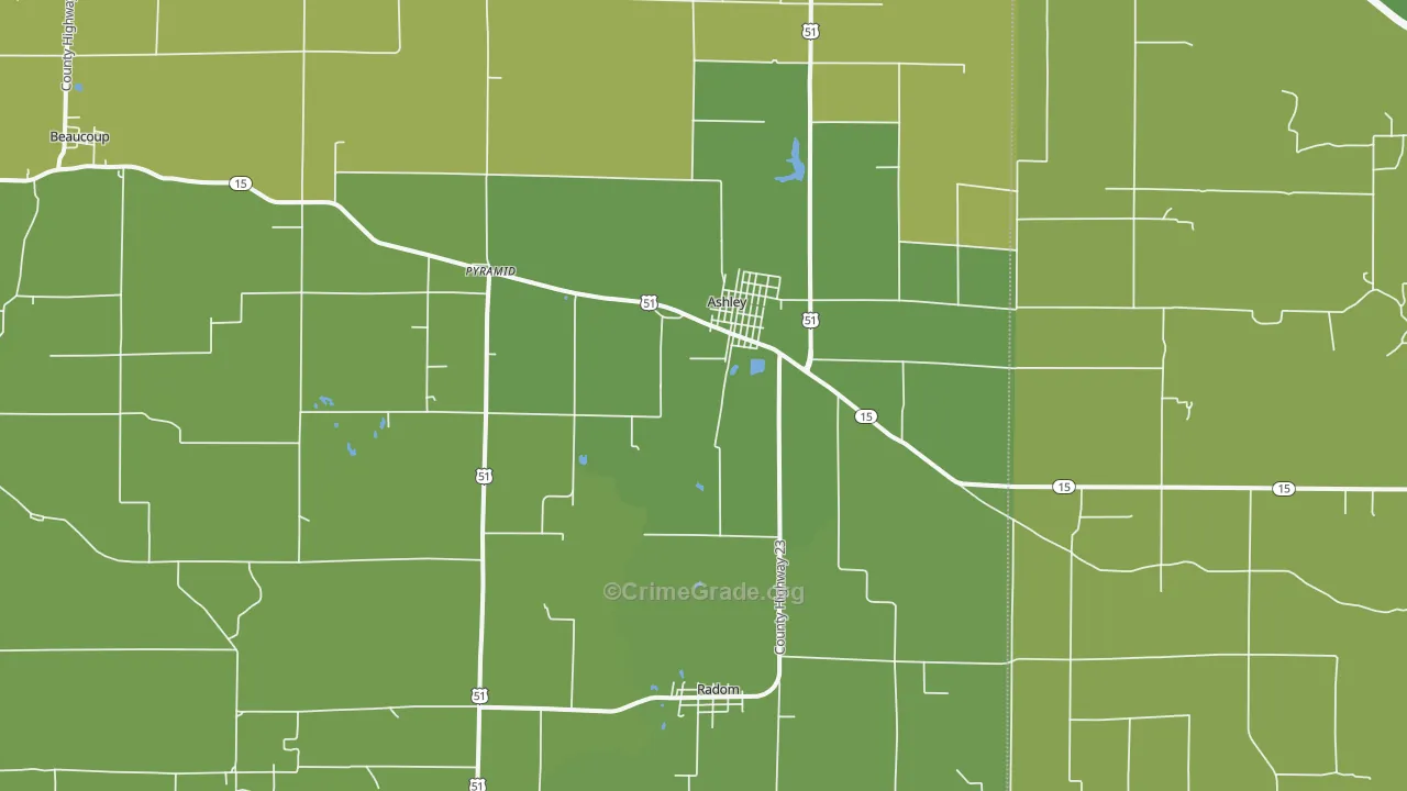 Ashley, IL Map of Assault Rates