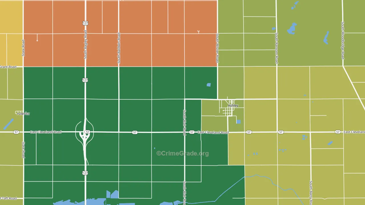 Ashley, MI Map of Assault Rates