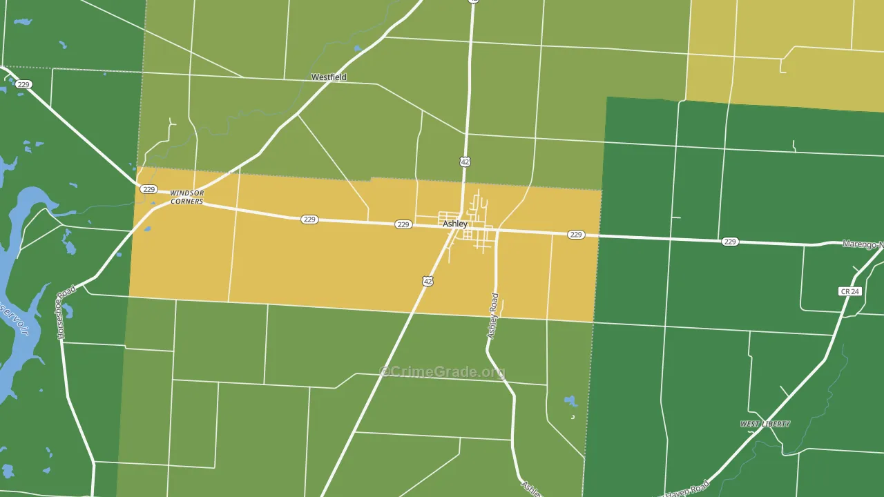 Ashley, OH Map of Assault Rates