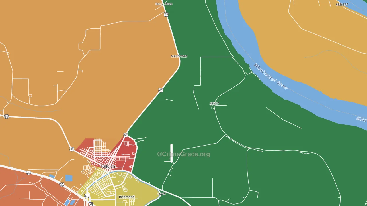 Ashly, LA Map of Assault Rates