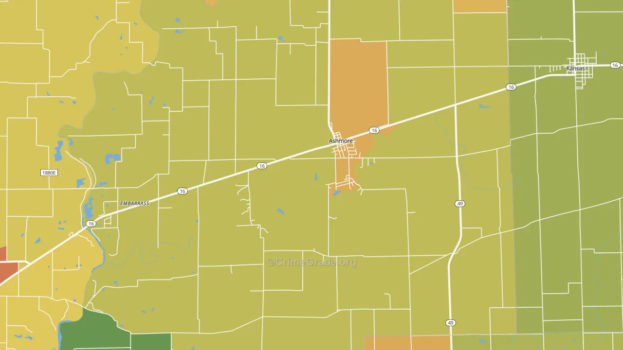 Ashmore, IL Map of Assault Rates