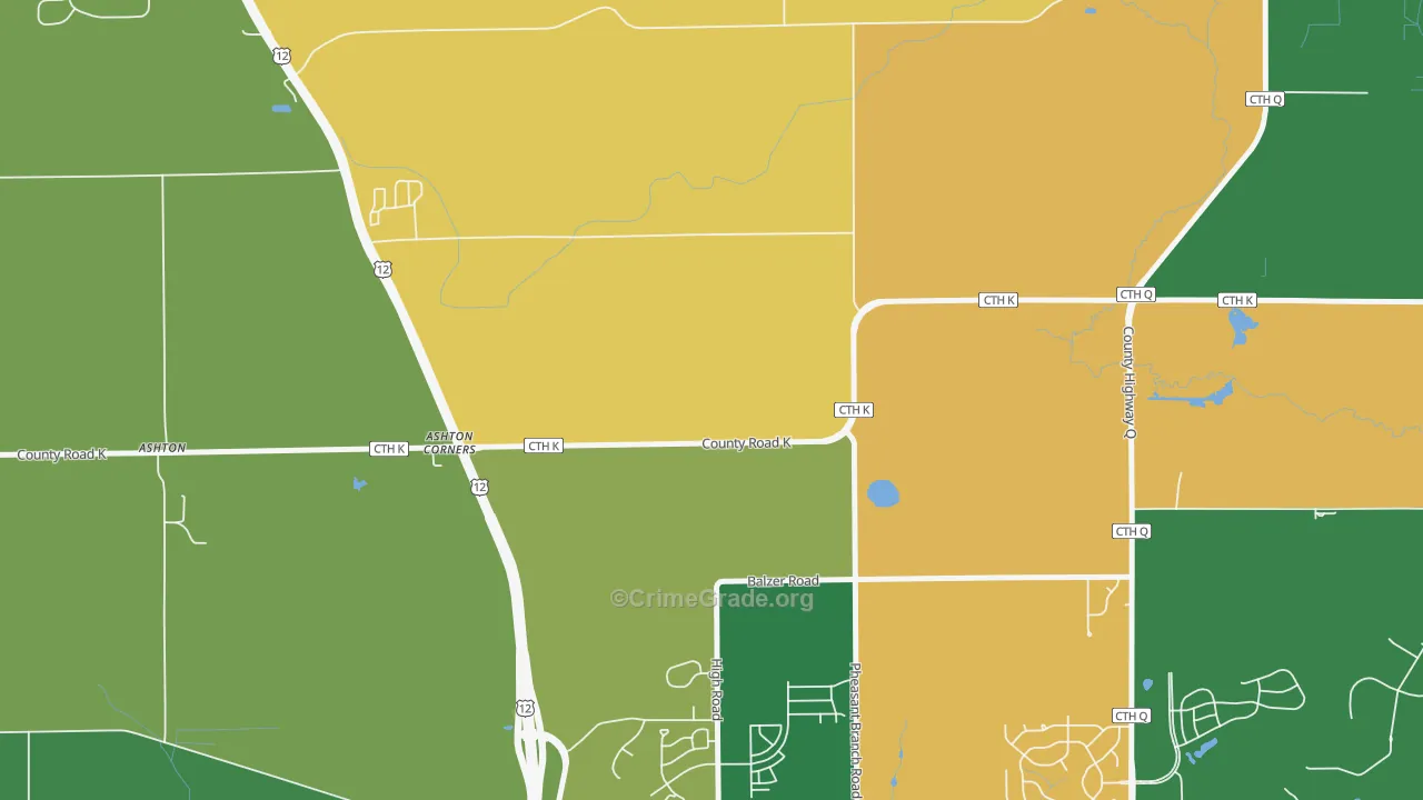 Ashton Corners, WI Map of Assault Rates