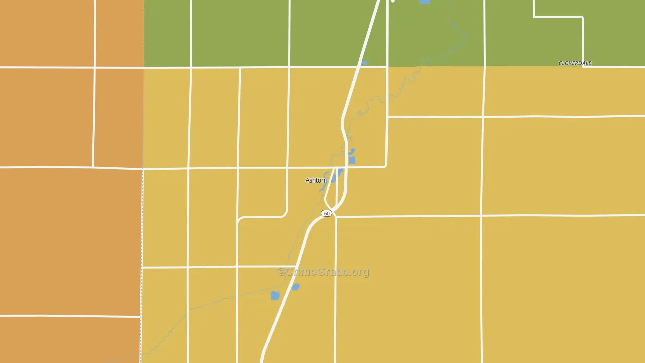Ashton, IA Map of Assault Rates