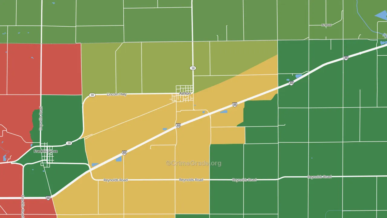 Ashton, IL Map of Assault Rates