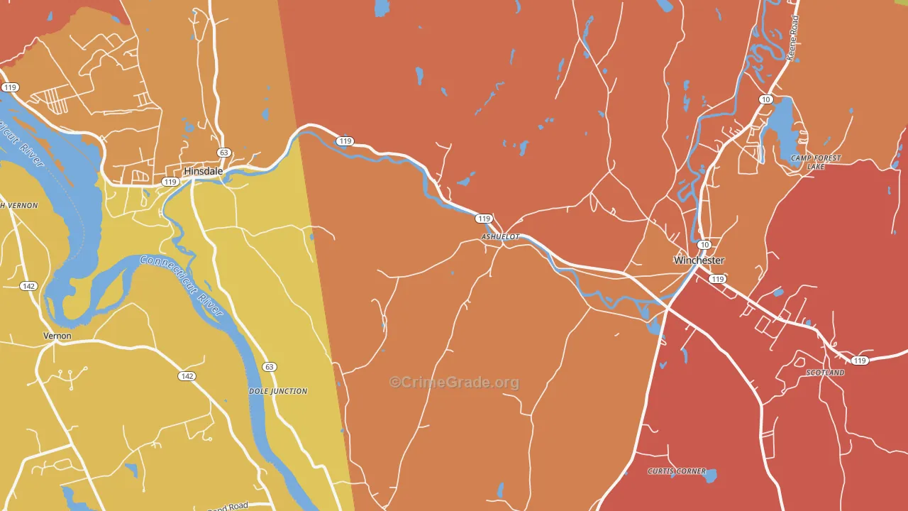 Ashuelot, NH Map of Assault Rates