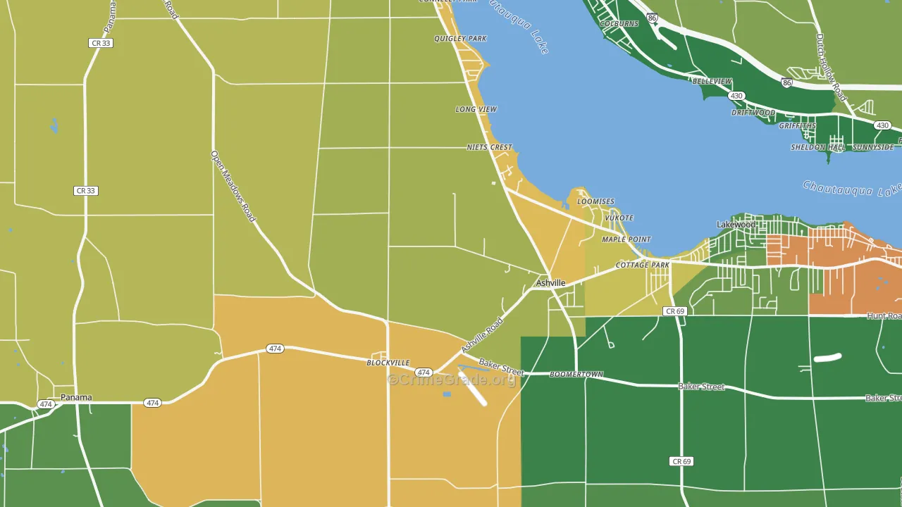 Ashville, NY Map of Assault Rates