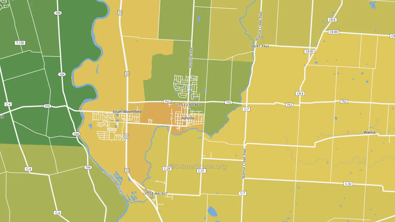 Ashville, OH Map of Assault Rates