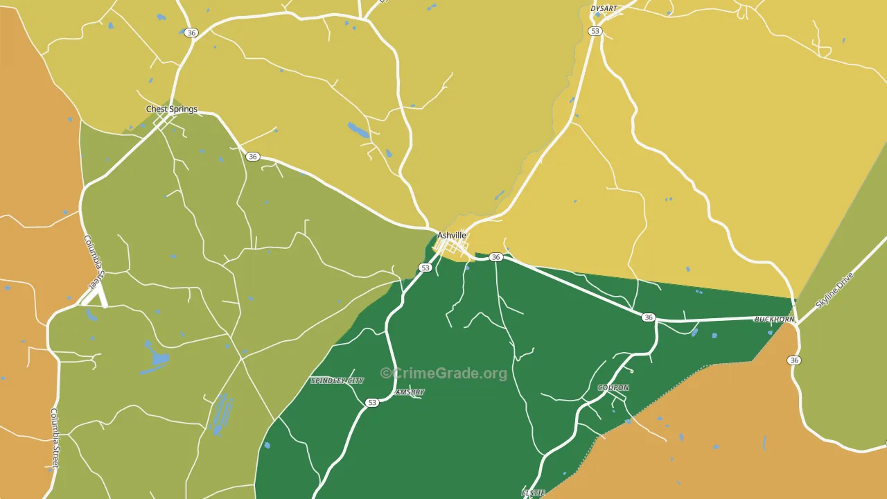Ashville, PA Map of Assault Rates