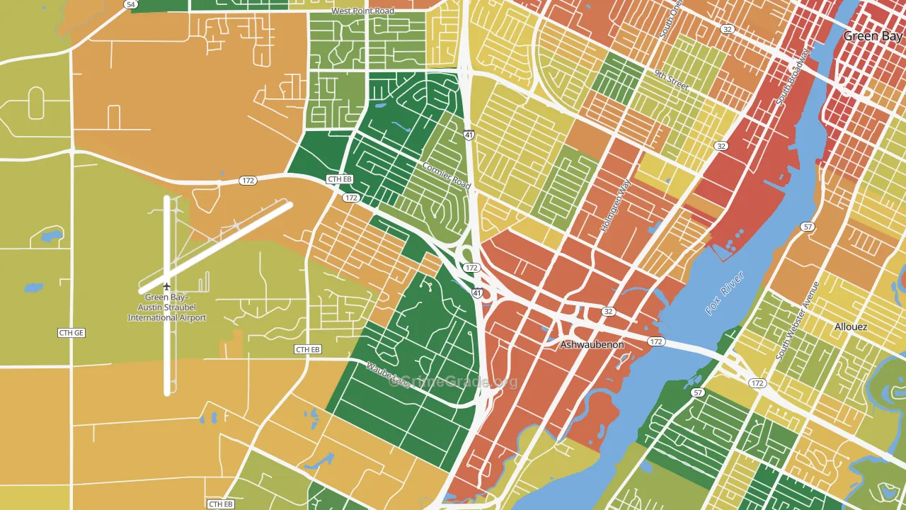 Ashwaubenon, WI Map of Assault Rates