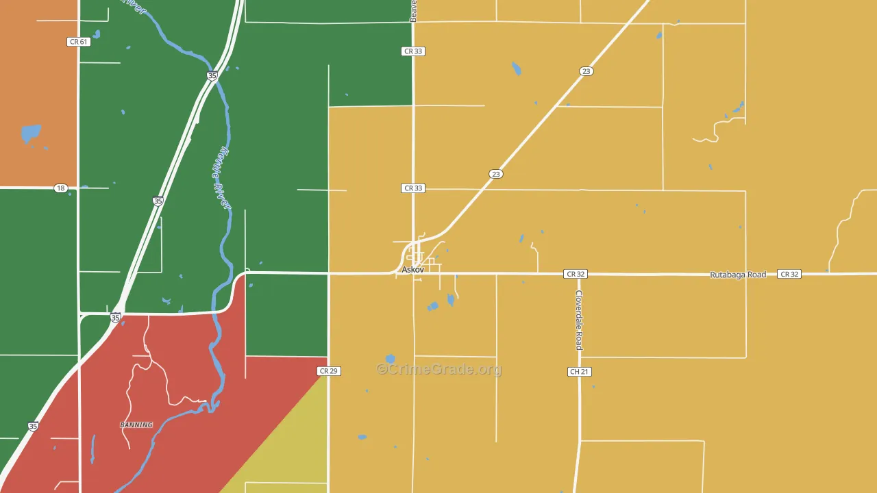 Askov, MN Map of Assault Rates