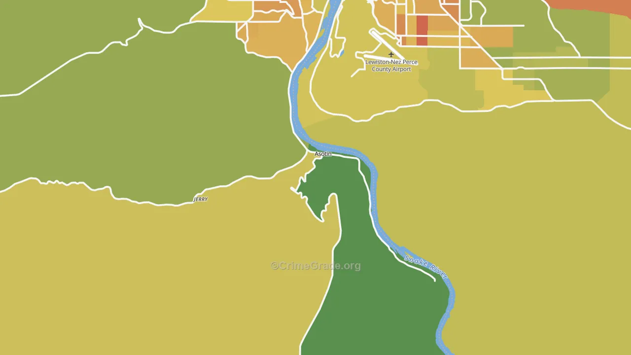 Asotin, WA Map of Assault Rates