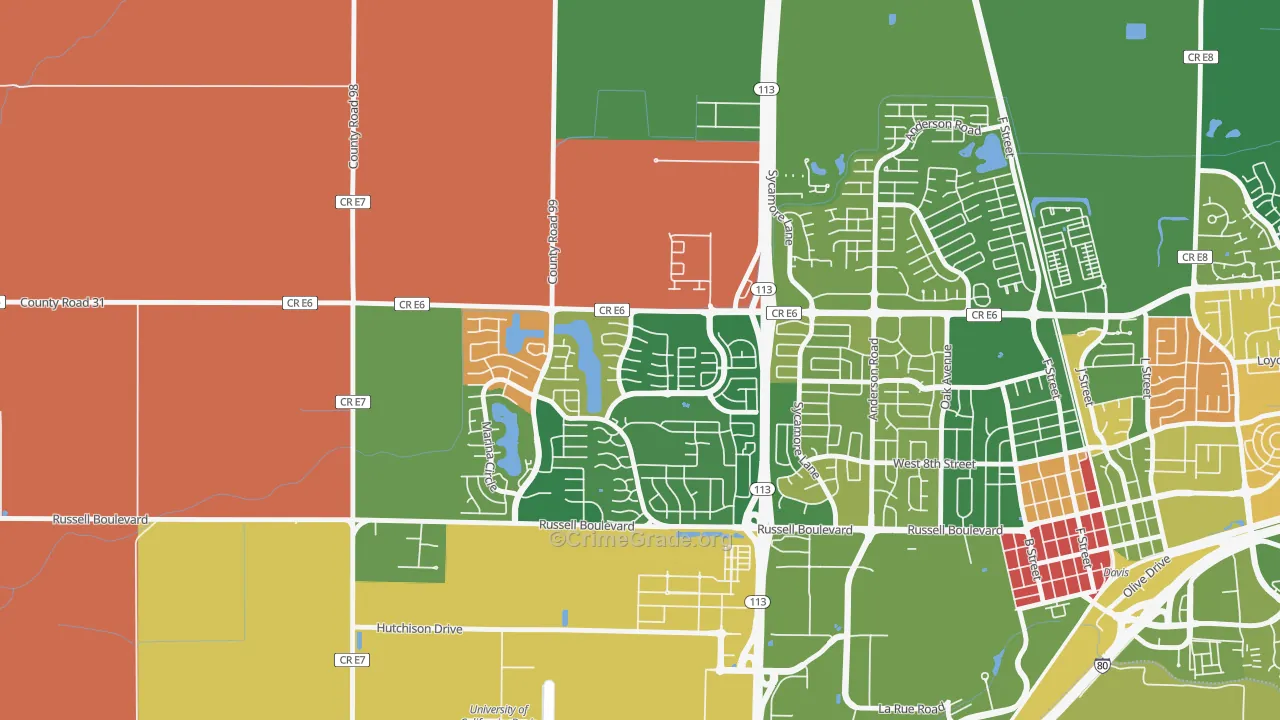 Aspen, Davis, CA Map of Assault Rates