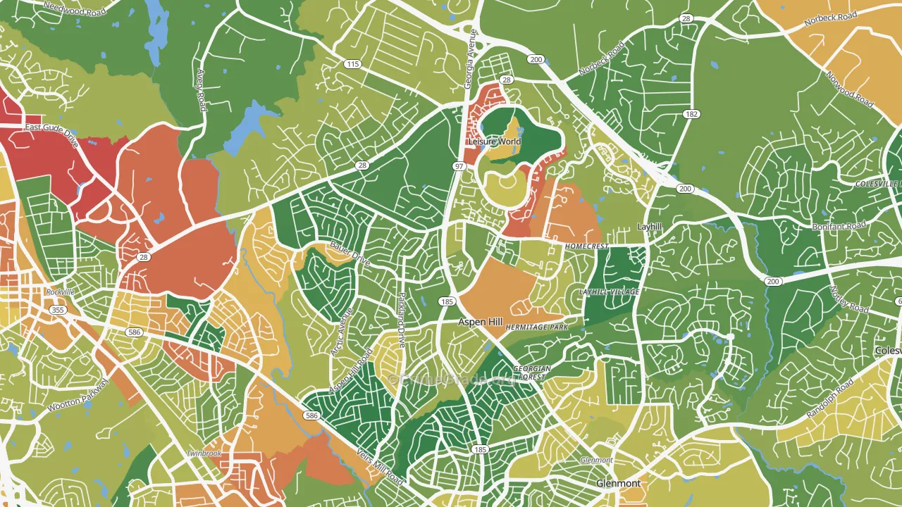 Aspen Hill, MD Map of Assault Rates
