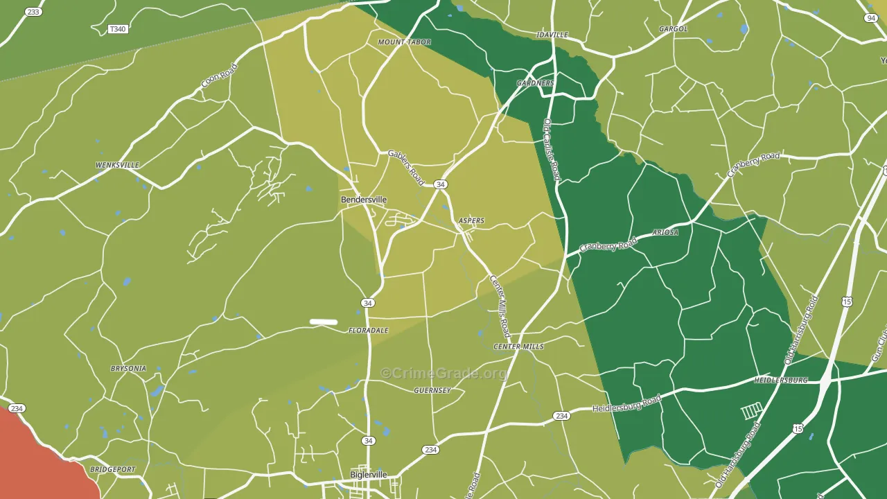 Aspers, PA Map of Assault Rates