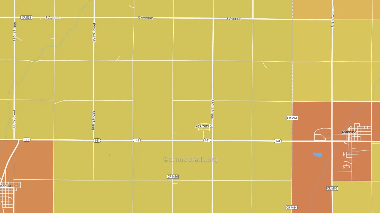 Aspinwall, IA Map of Assault Rates
