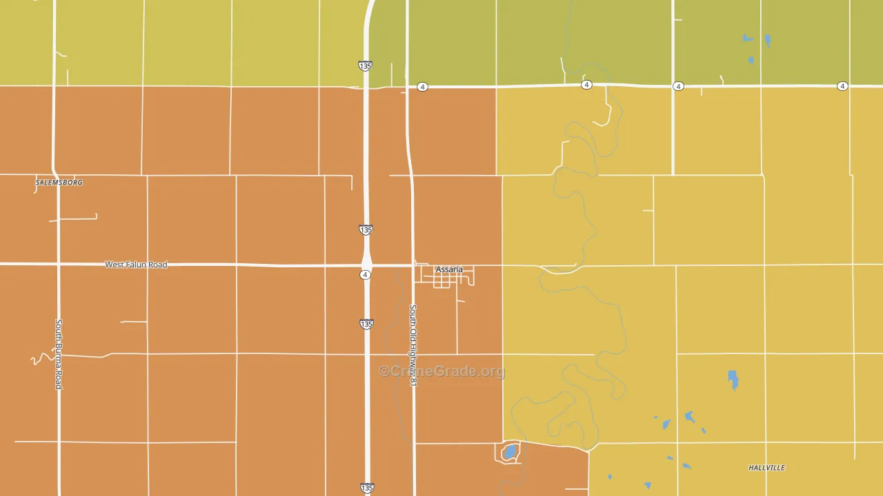 Assaria, KS Map of Assault Rates