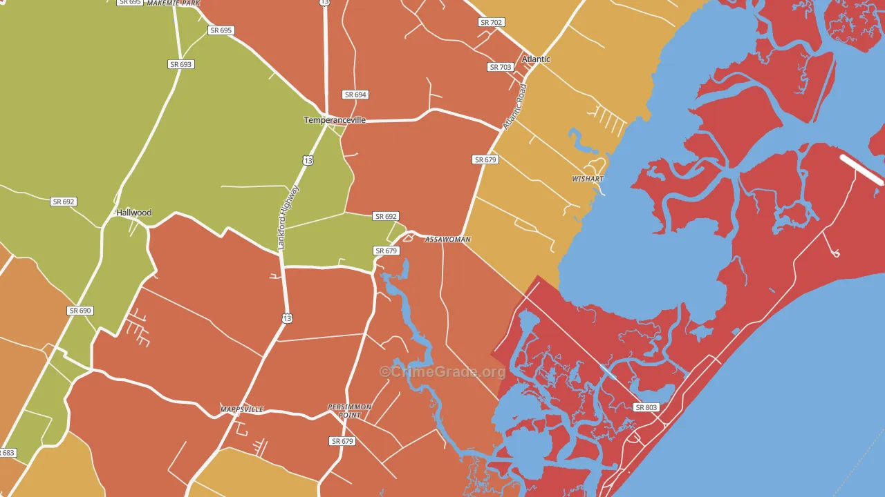 Assawoman, VA Map of Assault Rates