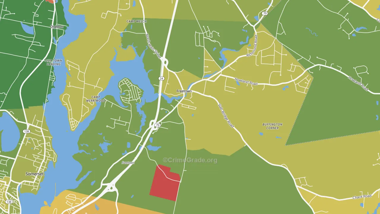 Assonet, MA Map of Assault Rates