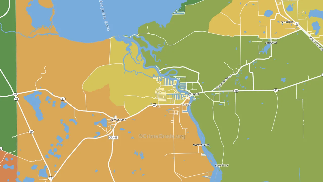 Astor, FL Map of Assault Rates