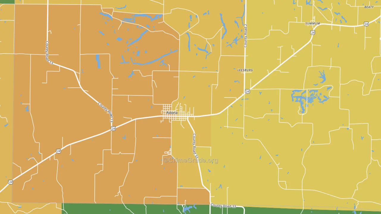 Astoria, IL Map of Assault Rates