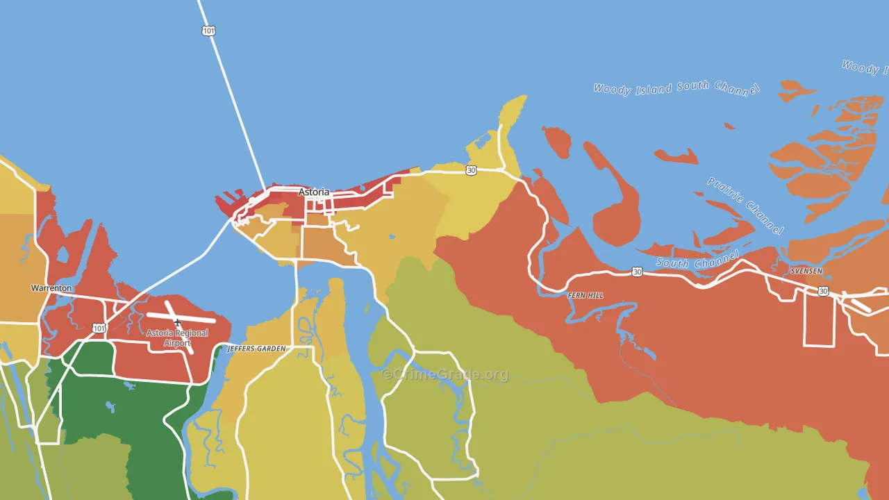 Astoria, OR Map of Assault Rates