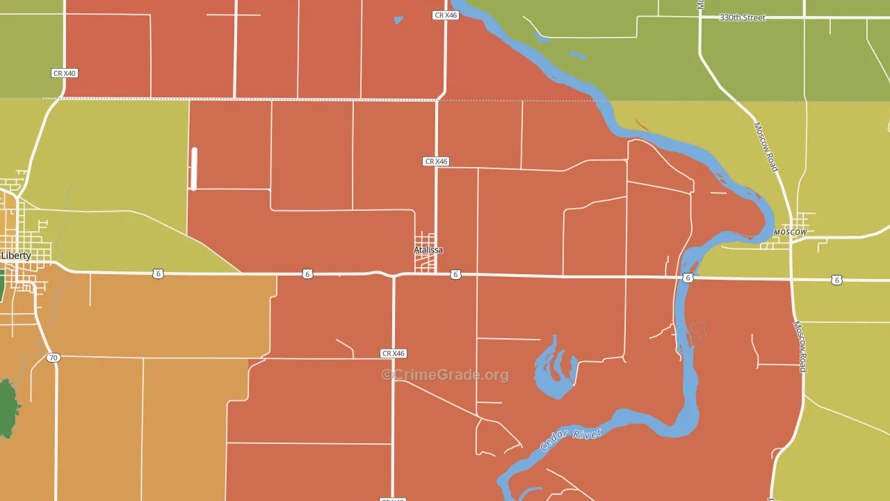Atalissa, IA Map of Assault Rates