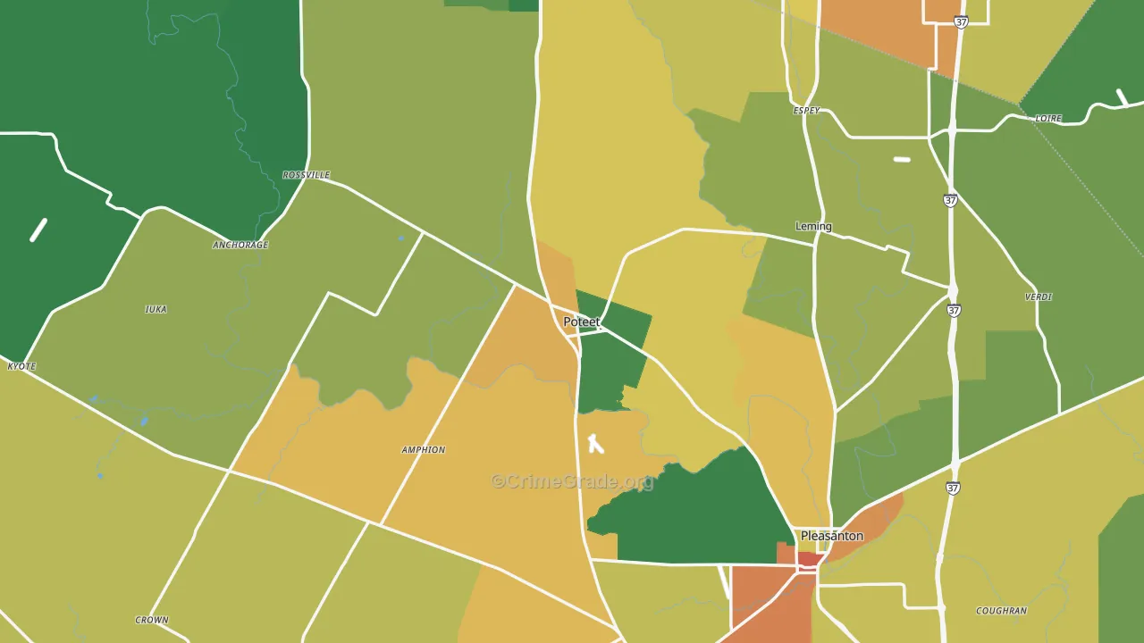 Atascosa County, TX Map of Assault Rates