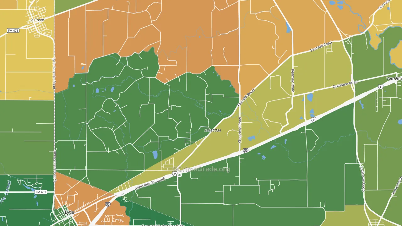 Atascosa, TX Map of Assault Rates
