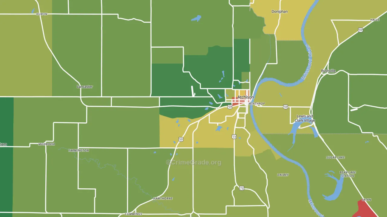 Atchison County, KS Map of Assault Rates