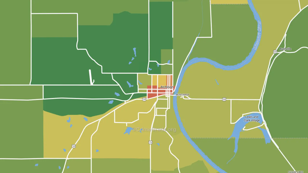 Atchison, KS Map of Assault Rates