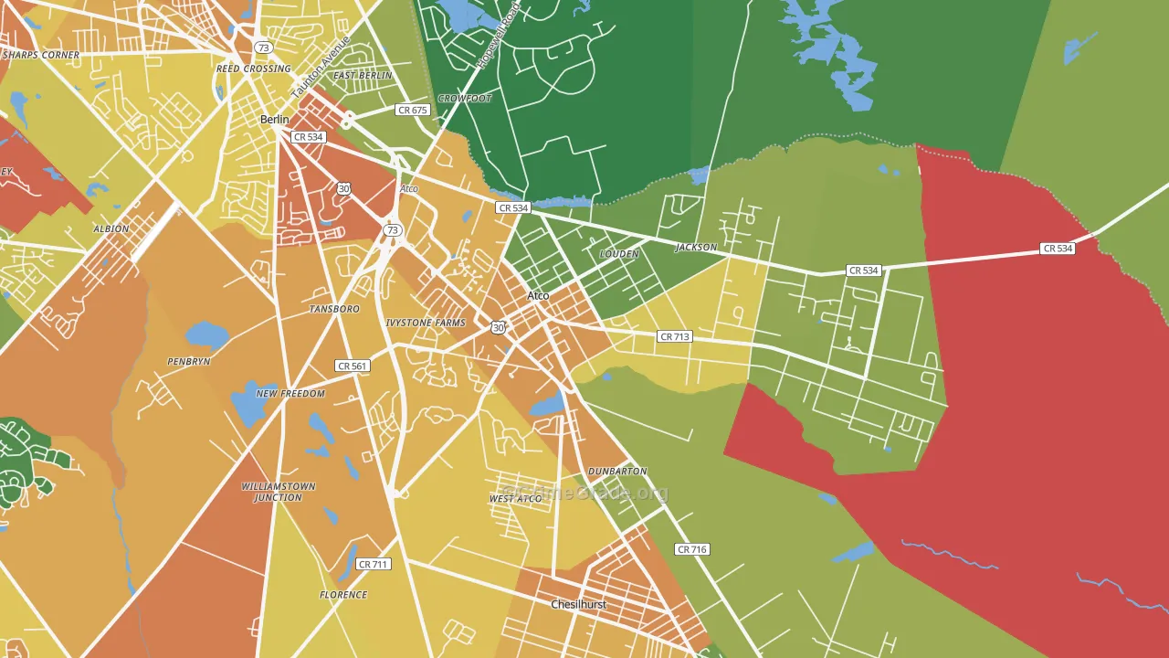 Atco, NJ Map of Assault Rates