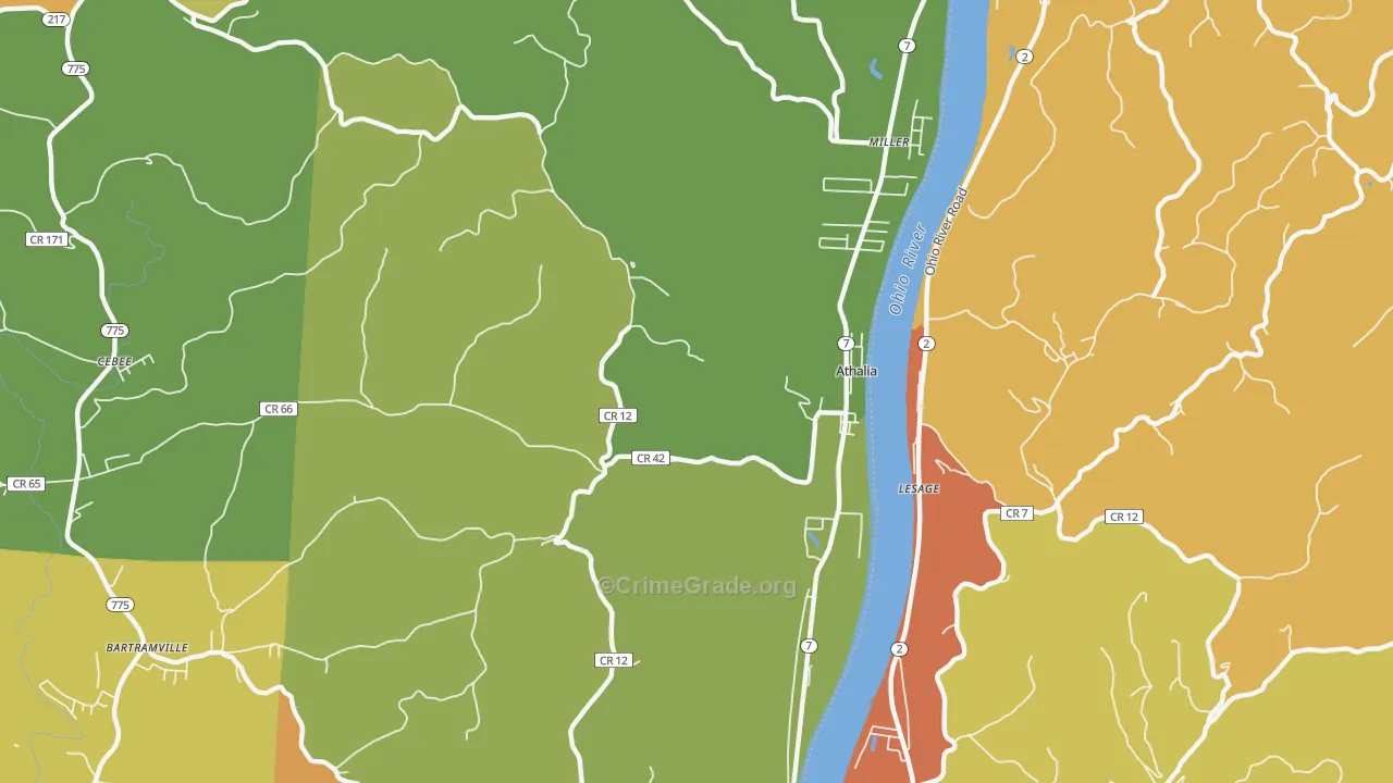 Athalia, OH Map of Assault Rates