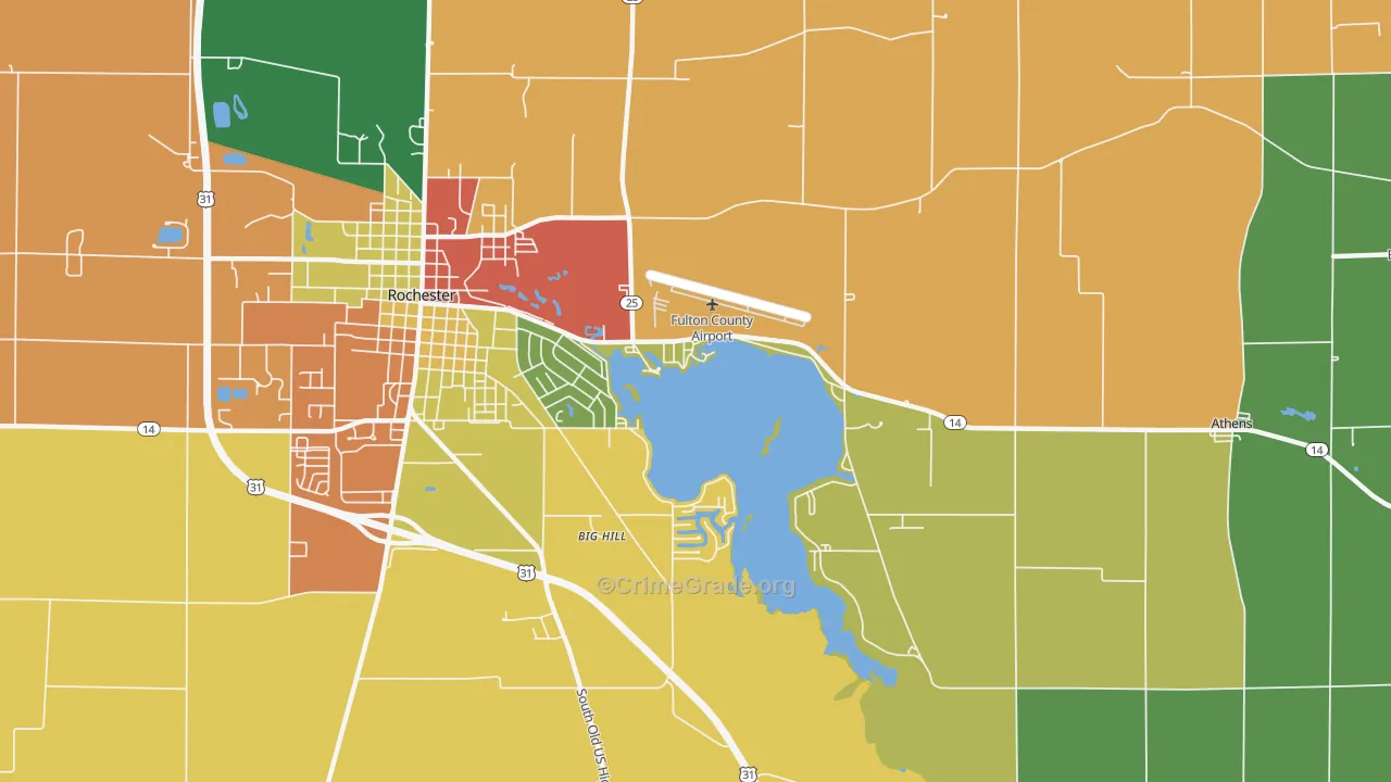 Athens, IN Map of Assault Rates