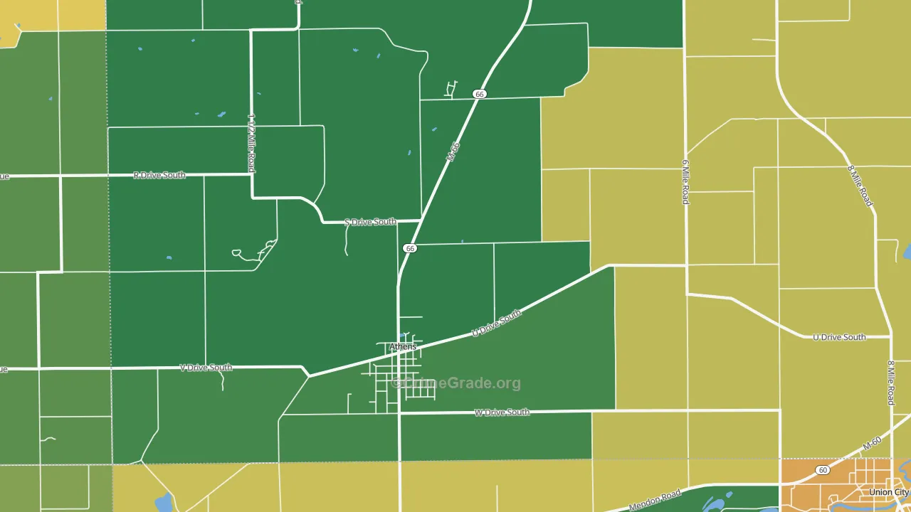 Athens, MI Map of Assault Rates