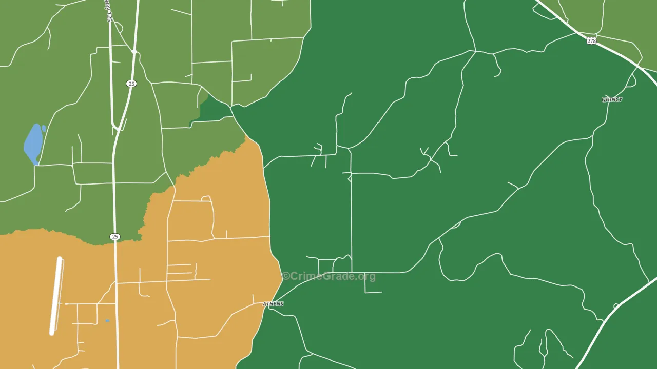 Athens, MS Map of Assault Rates