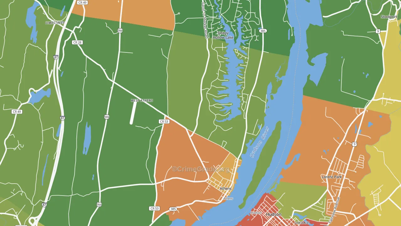 Athens, NY Map of Assault Rates